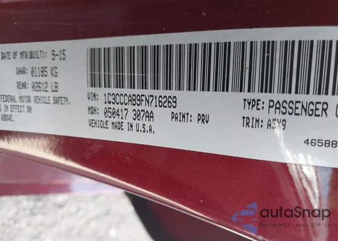 2015 Chrysler 200 Limited from USA, damaged, VIN 1C3CCCAB9FN716269
